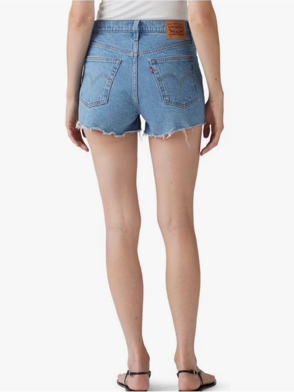 Levi's Light Wash High-Rise Frayed Hem Denim Shorts